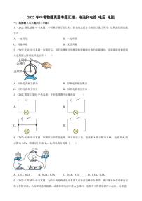 2022年中考物理真题专题汇编之电流和电路 电压 电阻附真题答案