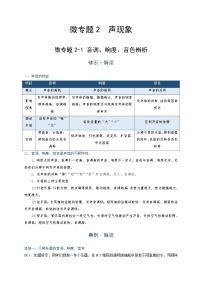 2022年通用物理中考微专题-声现象-2-1 音调、响度、音色辨析（含答案）