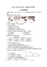 江苏省南京市溧水区2021-2022学年九年级上学期期末学情调研物理试卷(word版含答案)