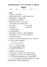 山东省东营市广饶县2021-2022学年九年级（上）期末考试物理试题(word版含答案)