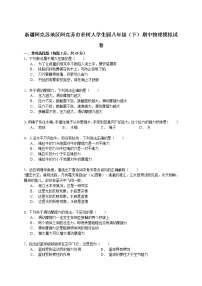 物理八年级下 新疆阿克苏地区阿克苏市朴树人学生园级（下）期中物理模拟试卷（解析版）