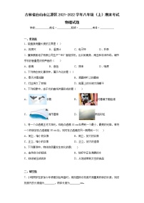 吉林省白山市江源区2021-2022学年八年级（上）期末考试物理试题(word版含答案)