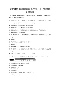 安徽省滁州市琅琊区2022年八年级（上）物理期中综合训练卷(word版，有答案)