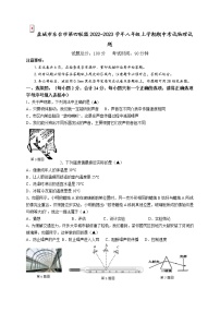 盐城市东台市第四联盟2022-2023学年八年级上学期期中考试物理试题（含答案）