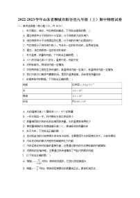 山东省聊城市阳谷县2022-2023学年九年级上学期期中物理试卷(含答案)