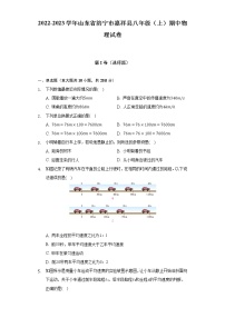 山东省济宁市嘉祥县2022-2023学年八年级上学期期中物理试卷(含答案)