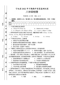 湖南省永州市宁远县2022-2023学年八年级上学期期中质量监测物理试题(含答案)