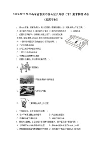 山东省泰安市泰山区2019-2020学年八年级下学期期末物理试题（五四学制）