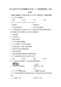 山东省淄博市2019-2020学年八年级上学期期末物理试题（五四学制）