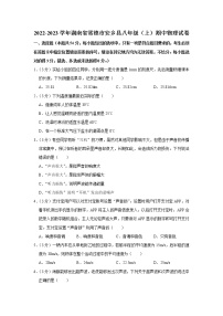 湖南省常德市安乡县2022-2023学年八年级上学期期中物理试题