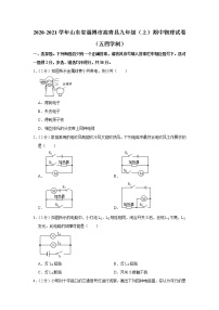 山东省淄博市高青县2020-2021学年九年级上学期期中物理试题（五四学制）