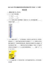 安徽省阜阳市界首实验中学2022-2023学年八年级上学期期中物理试卷(含答案)