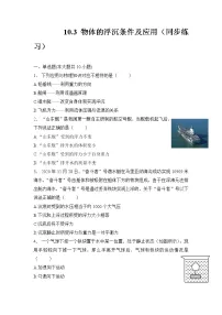 初中物理人教版八年级下册10.3 物体的浮沉条件及其应用当堂检测题