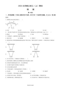 2023年北京顺义区初三上学期期末物理试题及答案