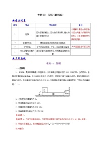 初中物理中考复习 专题08  压强（解析版）