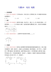 初中物理中考复习 专题18  电压 电阻（原卷版）