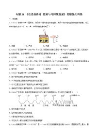 初中物理中考复习 专题21 信息的传递 能源与可持续发展 真题强化训练（原卷版）