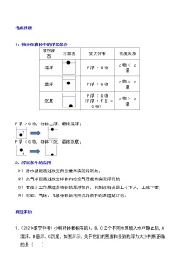 备战2023新中考二轮物理专题导练 专题20 物体浮沉条件及其应用