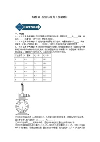 专题11 压强与浮力（实验题）-5年（2018-2022）中考1年模拟物理分项汇编（上海专用）（原卷版）