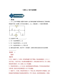 专题14 电学故障题-5年（2018-2022）中考1年模拟物理分项汇编（上海专用）（解析版）