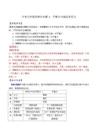 中考物理二轮复习力学培优练习专题01 平衡力与相互作用力(2份打包,教师版+原卷版)