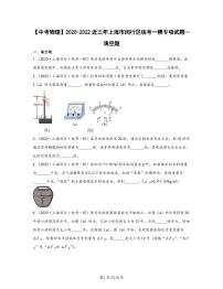 【中考物理】2020-2022近三年上海市闵行区统考一模专项试题—填空题(含解析)
