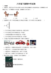 2023年鲁教版物理八年级下册期中考试卷【含答案】