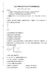 2023年胡南省邵阳市初中学业水平考试物理模拟试卷（含答案）