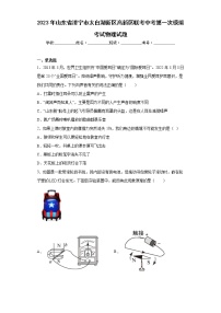 2023年山东省济宁市太白湖新区高新区联考中考第一次模拟考试物理试题（含答案）