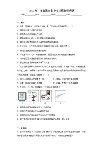 2022年广东省湛江市中考三模物理试题（无答案）