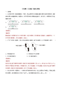 中考物理二轮复习强化训练专题9  压强（教师版）