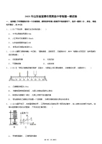 2023年山东省淄博市高青县中考物理一模试卷（含答案）