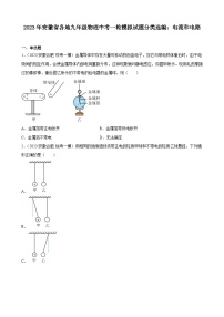 2023年安徽省各地九年级物理中考一轮模拟试题分类选编：电流和电路