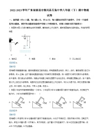 精品解析：广东省清远市佛冈县石角中学2022-2023学年八年级下学期期中物理试卷（解析版）