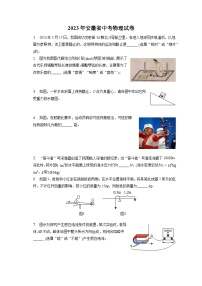 2023年安徽省中考物理试卷（含答案解析）