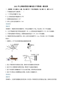 精品解析：2021年云南省昭通市鲁甸县中考物理一模试题（解析版）