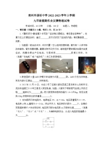 河南省郑州外国语中学2022-2023学年九年级上学期期末物理试卷（含答案）