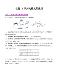 2023年中考物理真题分类汇编——专题14 欧姆定律及其应用（全国通用）