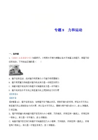 中考物理一轮复习巩固练习专题8  力和运动（含解析）