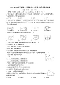 湖南长沙市青竹湖湘一外国语学校2023-2024学年九年级上学期第一次月考物理试卷