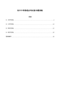 初中中考物理必考实验专题训练
