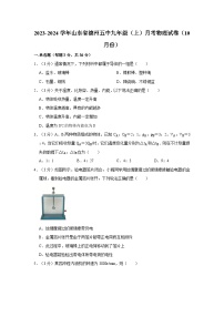 山东省德州市德城区德州市第五中学2023-2024学年九年级上学期10月月考物理试题