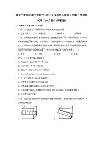 黑龙江省哈尔滨工业大学附属中学2023-2024学年八年级上学期月考物理试卷（10月份）