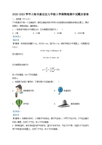 2022-2023学年上海市嘉定区九年级上学期物理期中试题及答案