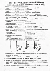 吉林省长春市榆树市慧望初级中学2023-2024学年八年级上学期11月期中物理试题