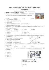 广东省深圳市龙岗区百合外国语学校2023-2024学年八年级上学期物理期中试卷