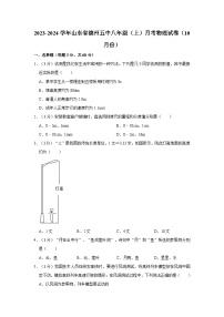 山东省德州第五中学2023-2024学年八年级上学期月考物理试卷（10月份）