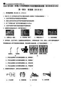 广东省广州市番禺区钟村中学2023-2024学年八年级上学期物理期中考试试卷