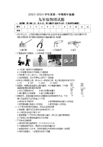 江苏省徐州市新沂市2023-2024学年度九年级上学期期中抽测物理试卷