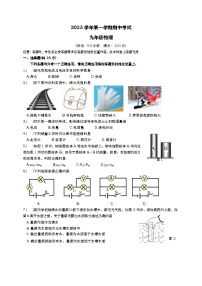 上海市世外中学2023-2024学年九年级上学期期中物理测试卷